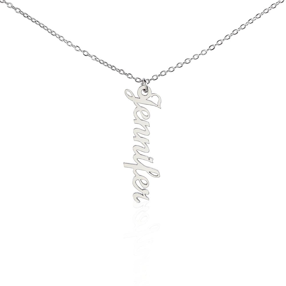 Vertical necklace with name and card without message 