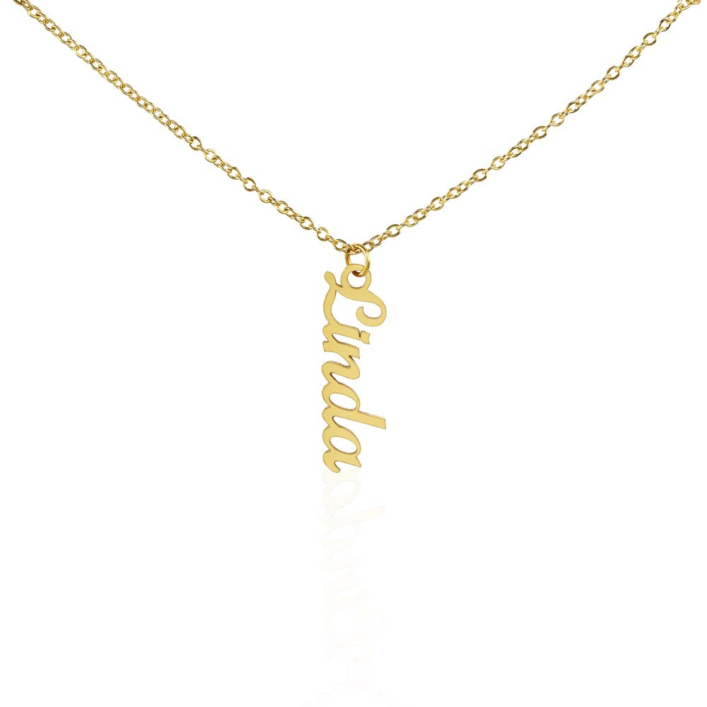 Vertical necklace with name and card without message 