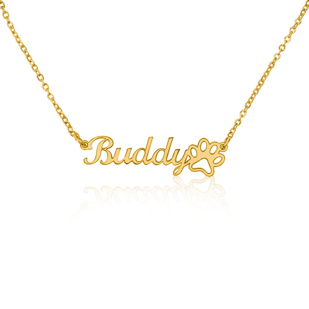 Necklace with name and paw print without message 