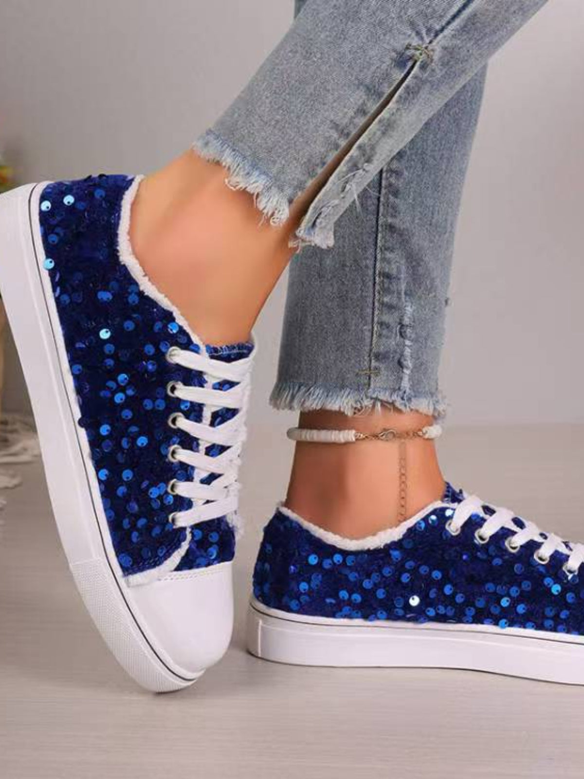 Sequin Round Toe Flat Sneakers Shoe